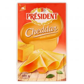 Président Cheddar plátkový sýr 100g
