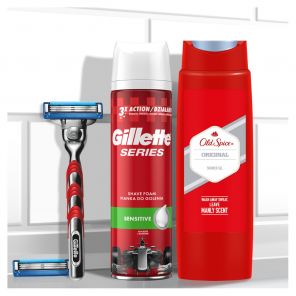 Gillette Holicí Strojek + 1 Holicí Hlavice + Gillette Series Pěna Na Holení + Old Spice Sprchový Gel