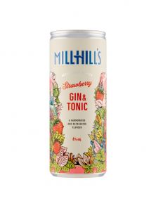 MILLHILLS gin+tonic Strawberry, plech 0,25l