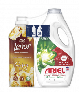 Ariel Washing Liquid, Extra Clean 34 Washes & Lenor Fabric Conditioner 700 ml, Vanilla orchid